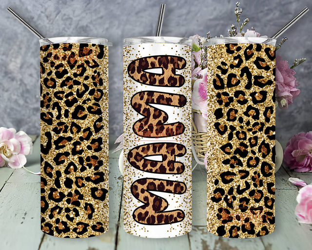 Mama Leopard Tumbler Design, Mama 20oz Skinny Tumbler, Leopard Glitter Tumbler Wrap, Leopard Print Sublimation Design, Mother's Day Gift, Digital Download Sublimation DesignSVG 