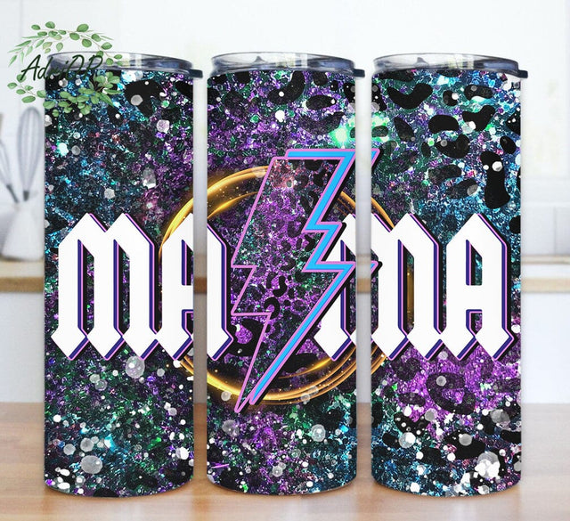Mama Lightning Bolt Leopard 20oz Tumbler Png, Mama Tumbler Design, Leopard Glitter Tumbler Wrap, Best Mom Ever Sublimation Png, Mother's Day Gift, Digital Download Sublimation AdriOP 