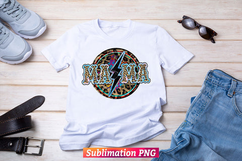 Mama Lightning Bolt Leopard Cheetah Print Mother's Day T shirt Design Png Sublimation Printable File. Sublimation DesignDestine 