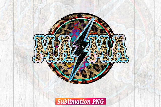 Mama Lightning Bolt Leopard Cheetah Print Mother's Day T shirt Design Png Sublimation Printable File. Sublimation DesignDestine 