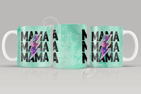 MAMA Lightning Bolt Mug, Cheetah Print, Mama Mug, Mother's Day Mug Wrap, Mug For Mom, Gift for Mother, 11 & 15 Oz Mug Wrap Design Sublimation Syre Digital Creations 