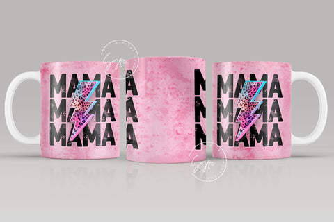MAMA Lightning Bolt Mug, Cheetah Print, Mama Mug, Mother's Day Mug Wrap, Mug For Mom, Gift for Mother, 11 & 15 Oz Mug Wrap Design Sublimation Syre Digital Creations 