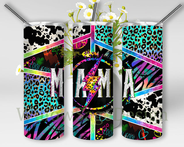 Mama Lightning Leopard Design Png, Mama Rainbow Leopard Tumbler Wrap, Mama Tumbler Design, Mom Life Tumbler Template, Digital Download Sublimation WillowSageDesign 