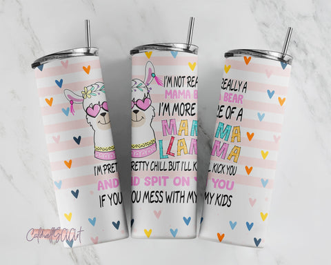 Mama Llama, 20oz Skinny Wrap Design Straight PNG Sublimation CaldwellArt 