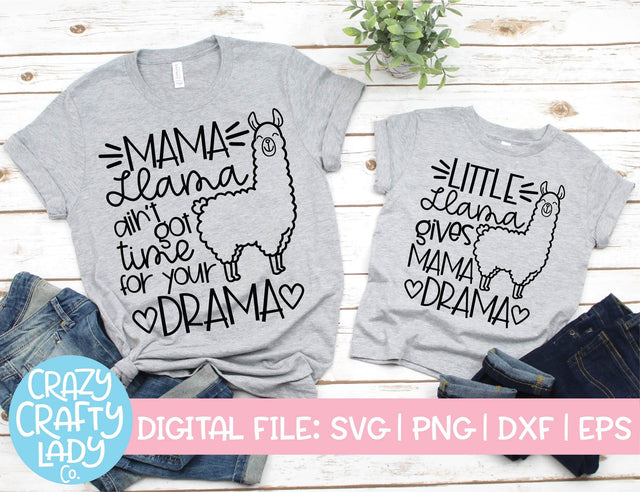 Mama Llama & Little Llama | Matching SVG Cut File Bundle SVG Crazy Crafty Lady Co.