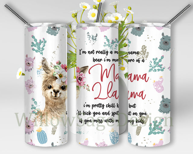 Mama Llama Tumbler Design, Mama 20oz Skinny Tumbler, Llama Cactus Tumbler Wrap, Llama Sublimation Design, Mother's Day Gift, Instant Download Sublimation WillowSageDesign 