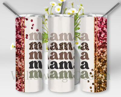 Mama Mama Mama Design Tumbler, Mama 20oz Skinny Tumbler, Mama Tumbler With Lid and Straw, Mother’s Day Gift, Instant Download Sublimation WillowSageDesign 