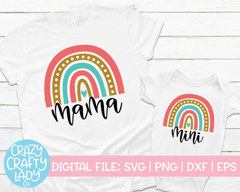 Mama & Mini Rainbow | Family SVG Cut File Bundle SVG Crazy Crafty Lady Co. 