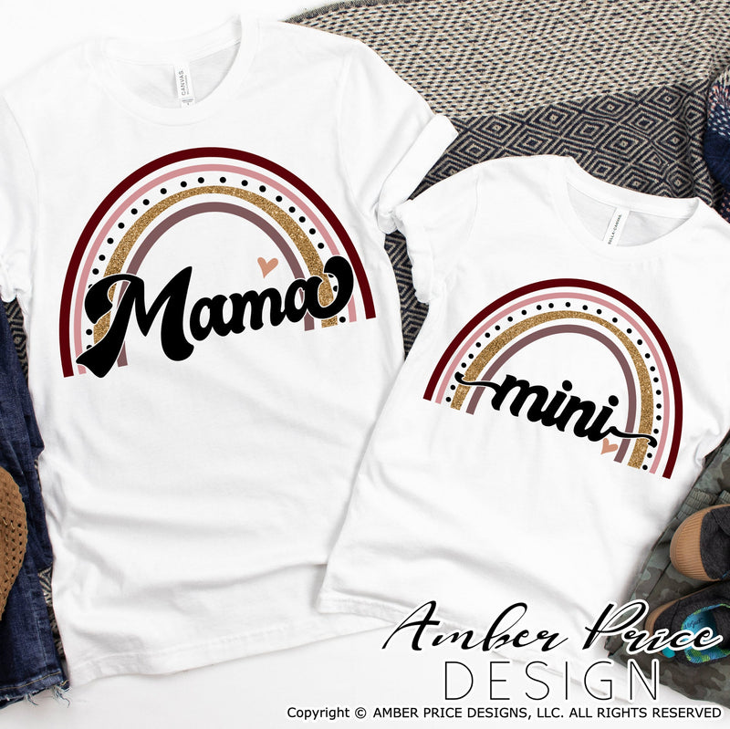 Mama Mini SVG set | BOHO mama SVG | boho rainbow SVG | Matching Mom Child SVG | Mother's Day SVG PNG DXF | Gift for Mom SVG | Mother shirt SVG file | Amber Price Design SVG Amber Price Design 