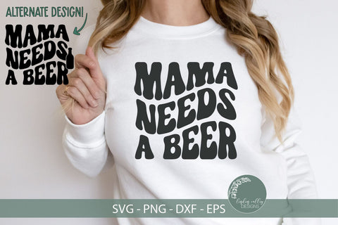 Mama Needs A Beer SVG-Funny Mom SVG-Retro SVG SVG Linden Valley Designs 
