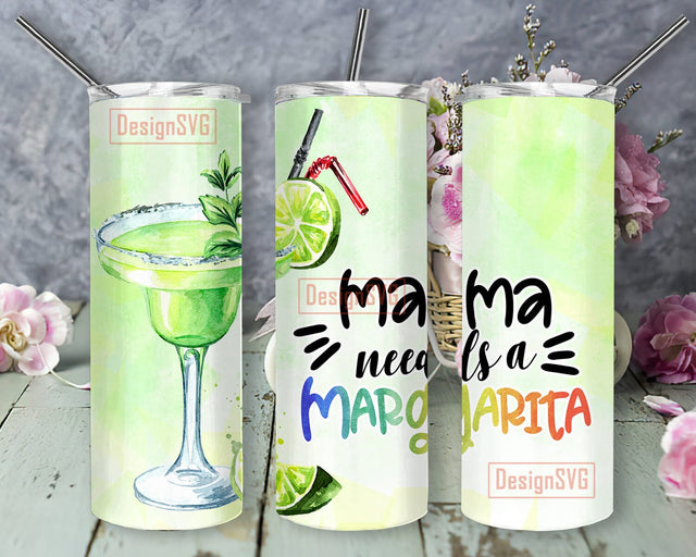 Mama Needs a Margarita Design Tumbler, Margarita 20oz Tumbler Template, Ancohol Tumbler Png, Lemon Design Png, Margarita Sublimation Design, Instant Download Sublimation DesignSVG 
