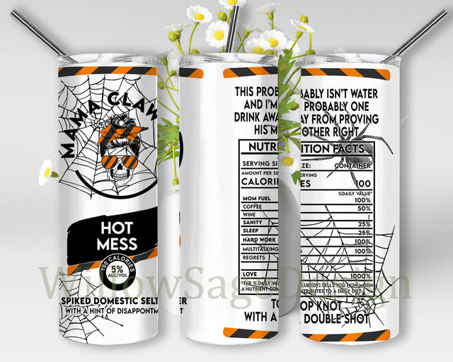 Mama Nutrition Facts 20oz Skinny Tumbler, Mama Claw Tumbler Png, Mama Spiderweb Tumbler Wrap, Mama Sublimation Design, Digital Download Sublimation WillowSageDesign 