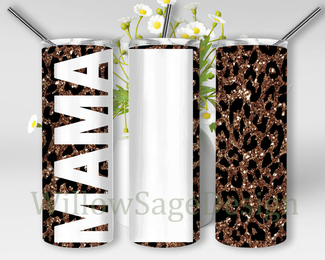Mama Photo Frame Tumbler Png, Mama Leopard Glitter 20oz Skinny Tumbler, Photo Frame Tumbler Template, Mama Sublimation Design, Digital Download Sublimation WillowSageDesign 