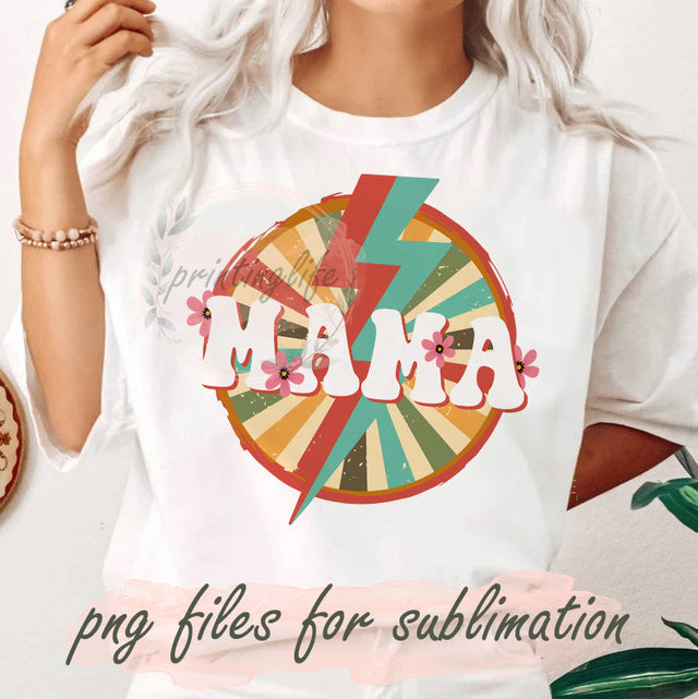 mama png, mama life, retro mama png, retro, mom life sublimation designs, retro png, retro sublimation, lightening bolt png Sublimation PrintingLife 