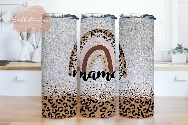 Mama Rainbow Leopard Print Sublimation Design Wraps for 20 oz Skinny Tumbler, Mama Rainbow Digital Download Sublimation Rabbitmakies 