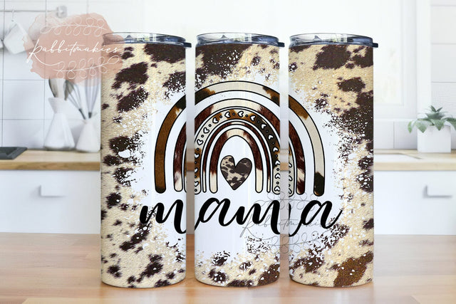 Mama Rainbow Png, MAMA Cowhide Tumbler Wrap, Cow Hide Heifer Cowgirl Sublimation Tumbler Design, Cow Fur Print 20oz Skinny Tumbler Wrap Templates Sublimation Rabbitmakies 