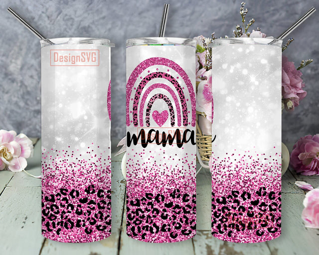 Mama Rainbow Tumbler Template, Pink Rainbow Leopard Tumbler Png, Mama Tumbler Design, Leopard Glitter Tumbler Wrap, Mother's Day Gift, Instant Download Sublimation DesignSVG 