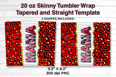 MAMA Red Leopard 20 oz Skinny Tumbler Wrap Sublimation Design Sublimation Sublimatiz Designs 