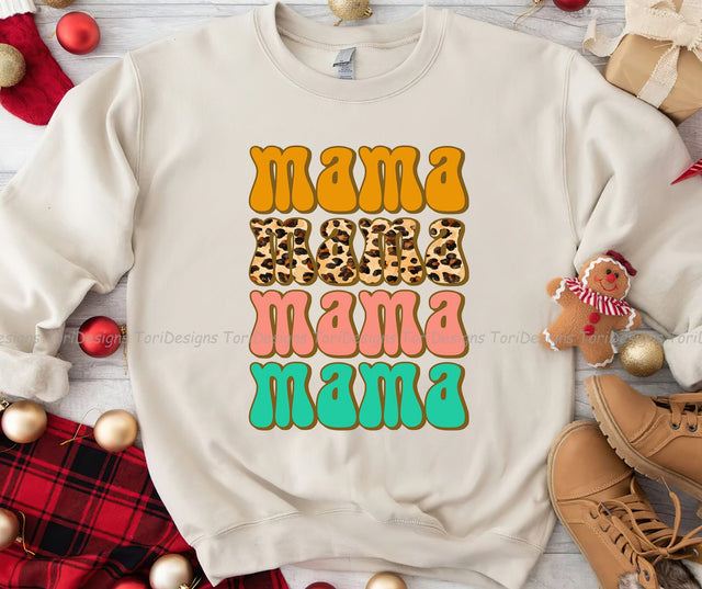 Mama Retro Leopard PNG sublimation design, Mama sublimation PNG Sublimation ToriDesigns 