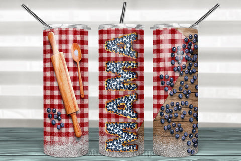 MAMA Skinny Tumbler 20oz | Blueberry Pie | Classic Wood Sublimation Marlene Campos 