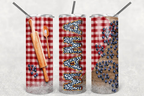 MAMA Skinny Tumbler 20oz | Blueberry Pie | Classic Wood Sublimation Marlene Campos 