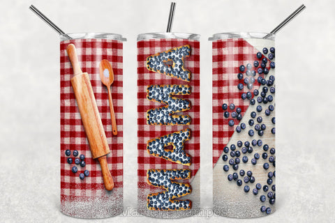 MAMA Skinny Tumbler 20oz | Blueberry Pie | White Wood Sublimation Marlene Campos 