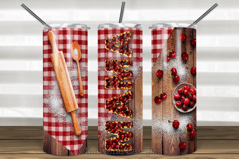 MAMA Skinny Tumbler 20oz | Cherry Pie | Classic Wood Sublimation Marlene Campos 