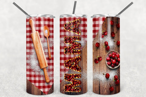 MAMA Skinny Tumbler 20oz | Cherry Pie | Classic Wood Sublimation Marlene Campos 