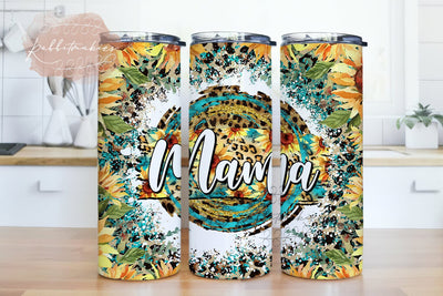 Mama Sunflower Cheetah leopard circle PNG Tumbler Design, Mama Leopard Print Circle PNG, Mama Sublimation Designs Downloads 20oz Sublimation Rabbitmakies 