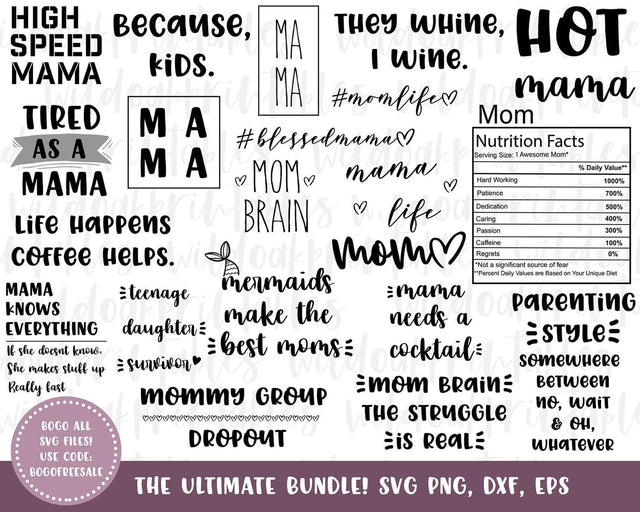 mama svg bundle, mermaid mama svg, mom svg bundle, funny mom svgs, mom life svg, funny mom quotes svg, parenting svg, blessed mama svg SVG WildOakSVG 