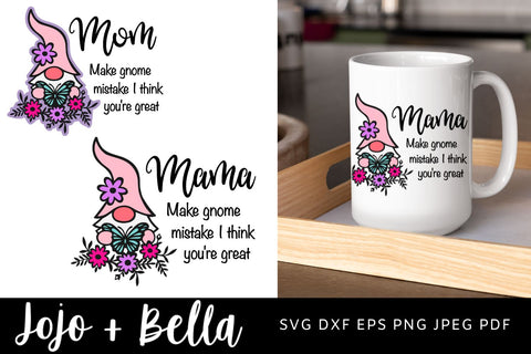 Mama Svg, Gnome, Mother's Day SVG, Moom Svg, Mother's Day Cut File, SVG, PNG, SVG files for Cricut. SVG Jojo&Bella 