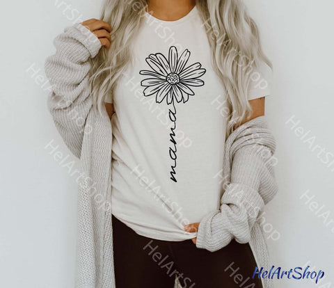 Mama Svg, Mom Shirt Svg, Daisy Mama Svg SVG _HelArtShop_ 