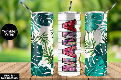 MAMA Tropical 20 oz Skinny Tumbler Wrap Sublimation Design Sublimation Sublimatiz Designs 