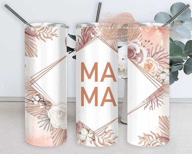 Mama Tumbler Design, Boho Mama 20oz Skinny Tumbler, Boho Floral Tumbler Png, Mama Floral Tumbler With Lid And Straw, Instant Download Sublimation Rabbitmakies 