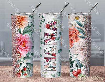 Mama Tumbler PNG | Floral SKINNY TUMBLER 20oz Png Sublimation _HelArtShop_ 