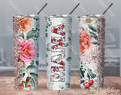 Mama Tumbler PNG | Floral SKINNY TUMBLER 20oz Png Sublimation _HelArtShop_ 