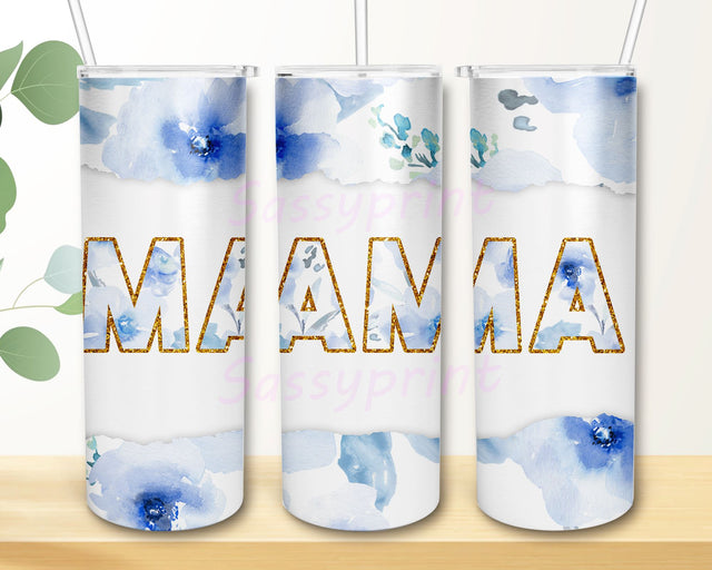 Mama Tumbler PNG, Floral Tumbler Design, 20oz Skinny Tumbler, Mom Tumbler Wrap, Flower Tumbler Sublimation Design Sublimation sassyprint 