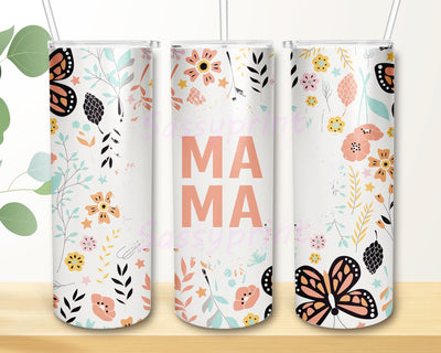 Mama Tumbler PNG, Flower Tumbler Design, Mama 20 oz Skinny Tumbler PNG for Sublimation Sublimation sassyprint 