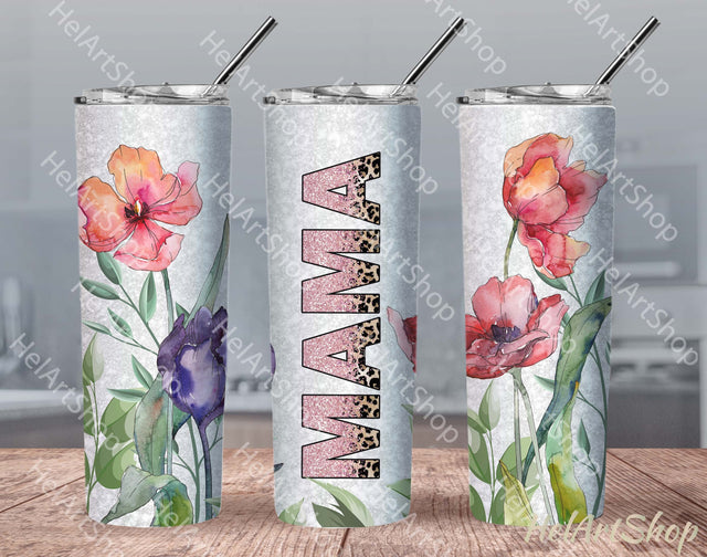 Mama Tumbler PNG Sublimation, Floral SKINNY TUMBLER 20oz Png Sublimation _HelArtShop_ 