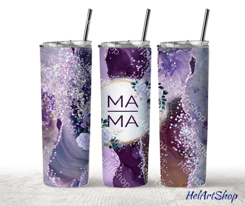 Mama Tumbler PNG Sublimation, Purple SKINNY TUMBLER 20oz Png Sublimation _HelArtShop_ 
