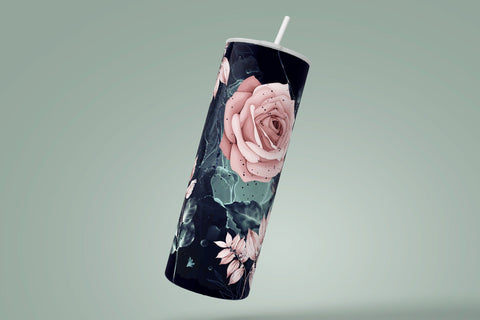MAMA Tumbler, Skinny Tumbler 20 oz Design Wrap, Pink Gold Floral Tumbler wrap PNG, Seamless Sublimation Design PNG, Skinny Travel Tumbler Sublimation Syre Digital Creations 