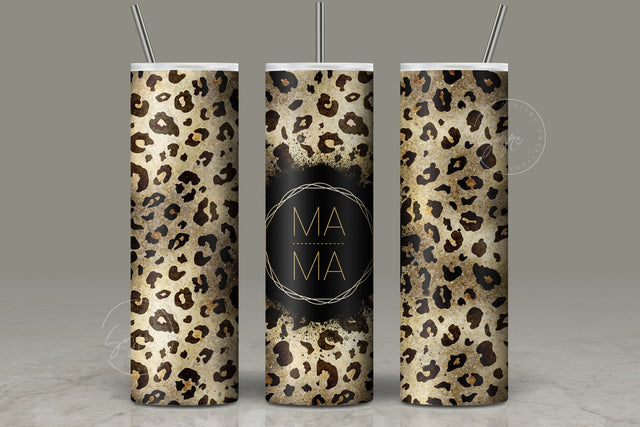 MAMA Tumbler Wrap, Mom Life Tumbler Wrap, Leopard Cheetah Print Design, Skinny Tumbler 20 oz Design PNG, Seamless Sublimation Travel Tumbler Sublimation Syre Digital Creations 