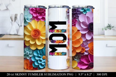 Mama Tumbler Wrap - Paper Flower Tumbler Sublimation PNG Sublimation BijouBay 