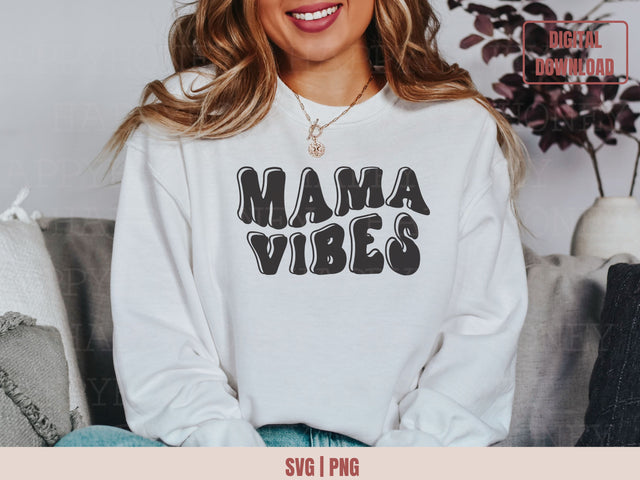 Mama Vibes Wavy Svg, Mama Shirt Svg SVG Happy Honey Digital 