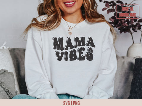 Mama Vibes Wavy Svg, Mama Shirt Svg SVG Happy Honey Digital 