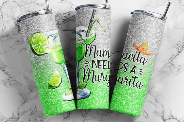 Mamacita Needs a Margarita 20oz Sublimation Tumbler Designs, Tequila Tumbler Design Straight & Tapered PNG Sublimation TumblersByPhill 