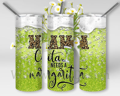 Mamacita Needs a Margarita Tumbler Design, Margarita 20oz Skinny Tumbler, Mama Leopard Design Png, Margarita Tumbler Wrap, Digital Download Sublimation WillowSageDesign 