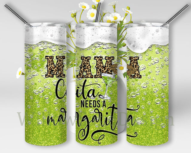 Mamacita Needs a Margarita Tumbler Design, Margarita 20oz Skinny Tumbler, Mama Leopard Design Png, Margarita Tumbler Wrap, Digital Download Sublimation WillowSageDesign 