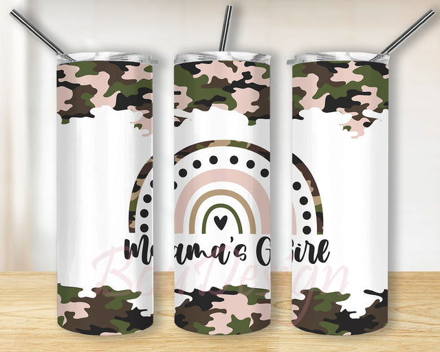 Mama's Girl Rainbow 20 oz Skinny Tumbler Wrap Sublimation Straight, Tapered PNG Design Sublimation BouDesign 