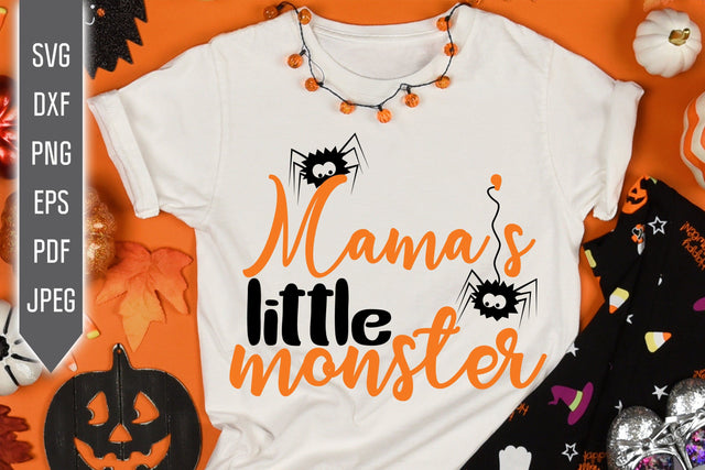 Mama's Little Monster Halloween Boy Svg. Cute Spider Shirt, Onesie, Bodysuit, Bib For Halloween Trick Or Treat Party. Cricut, Silhouette. SVG Mint And Beer Creations 